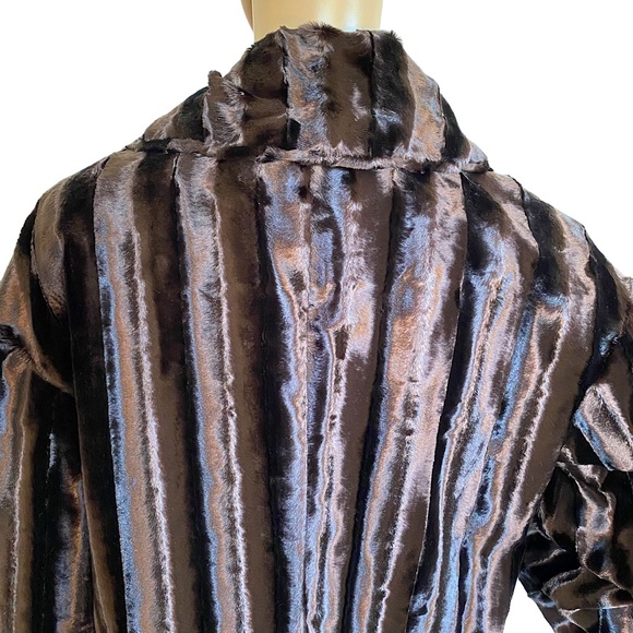 COLLECTION BY HARVE BENARD  | FAUX FUR DARK BROWN EVENING SWING JACKET  SZ 10 - Picture 9 of 14
